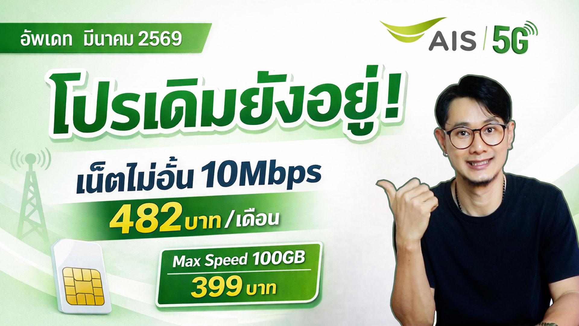 เน็ตไม่อั้น AIS ยังสมัครได้! 10Mbps ไม่ลดสปีด + Max Speed 100GB